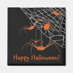 Kids Orange Halloween Spiders Magnet