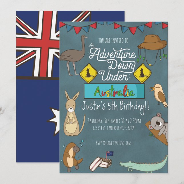 Kids Outback Birthday Party Invitation (Front/Back)