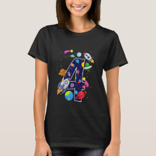 Kids Outer Space 4 Year Old 4th Birthday Planets A T-Shirt
