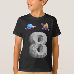 Kids Outer Space 8 Year Old 8th Birthday Party T-Shirt