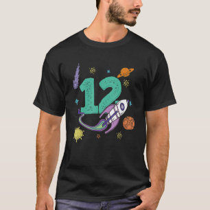 Kids Outer Space Astronaut 12th Birthday Boy 12 Ye T-Shirt