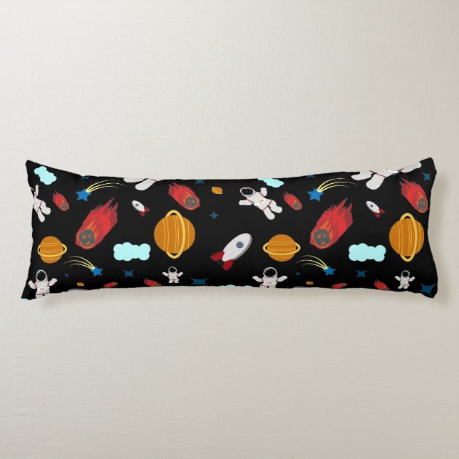 Kid's Outer Space & Astronaut Pattern Body Cushion (Front)