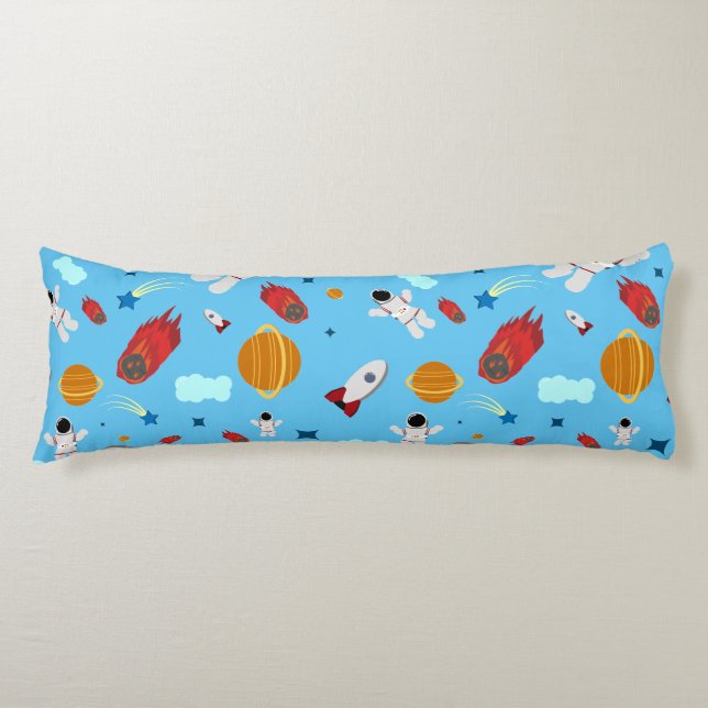 Kid's Outer Space & Astronaut Pattern Body Cushion (Front)