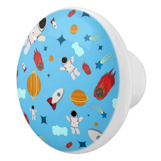 Kid's Outer Space & Astronaut Pattern Ceramic Knob