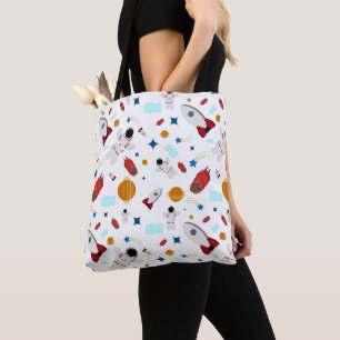 Kid's Outer Space & Astronaut Pattern Tote Bag