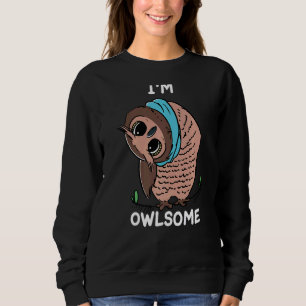 Kids Owl   Girls Boys Pun Joke Bird I'm Owlsome  2 Sweatshirt