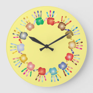 Kids Painted Hands Large Clock