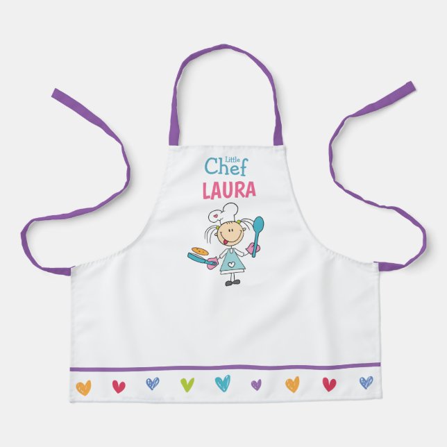 Kids Pancake Apron with Colourful Hearts (Front)