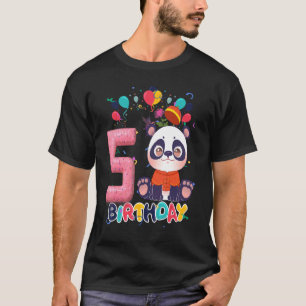 Kids Panda Birthday Party 5 Year Old Boy 5th Panda T-Shirt
