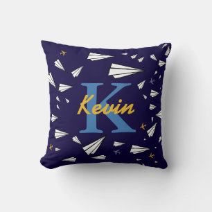 kids paperairplanes personalised cushion