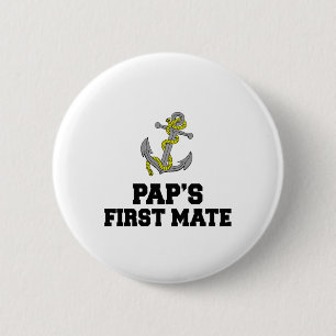 Kids Pap's First Mate Grandson Granddaughter Boat 6 Cm Round Badge