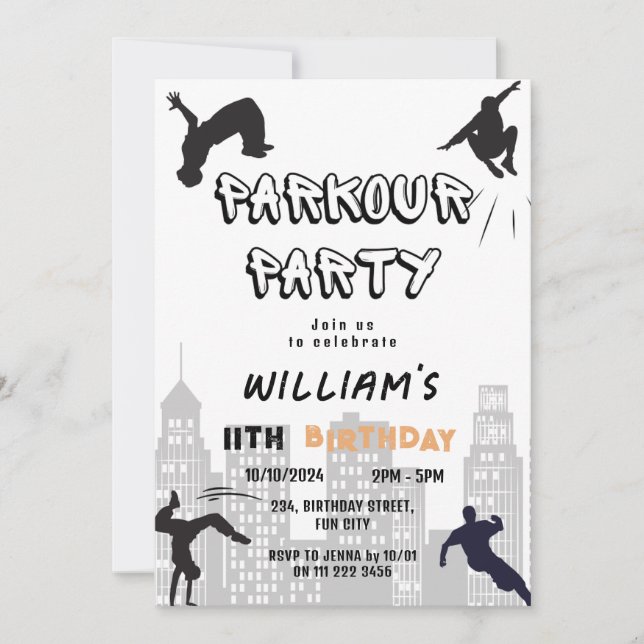 Kids Parkour Party Birthday Invitation (Front)