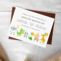 Kids Party Animals Birthday Party Invitations