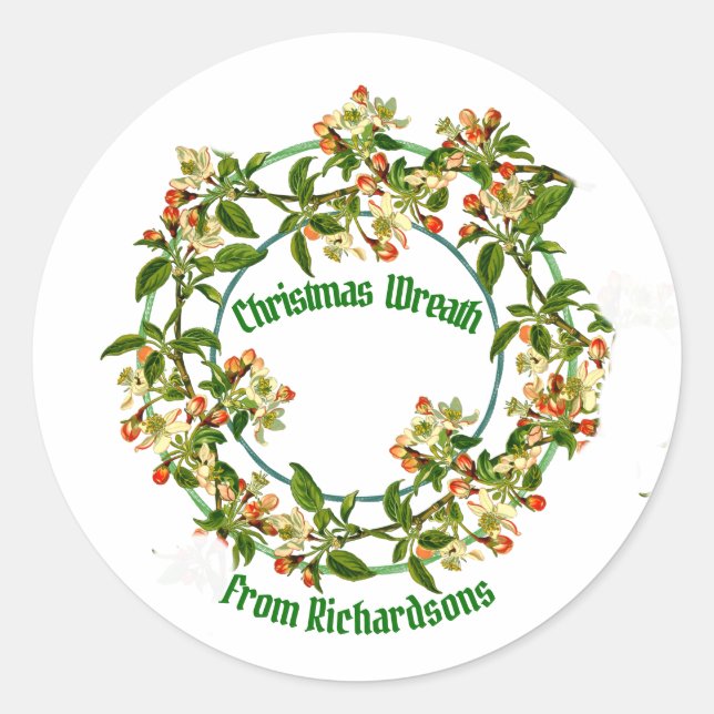 Kid's Party Crafts Christmas Wreath Round Sticker (Front)