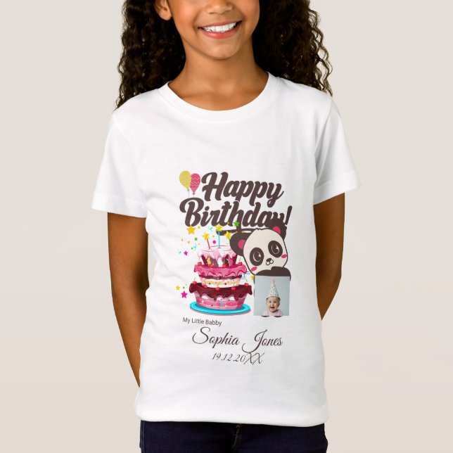 Kids Party - Custom Photo, Name, DOB T-Shirt (Front)
