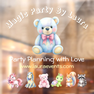 Kids Party Planner Pastel Teddy Bear QR Code Logo
