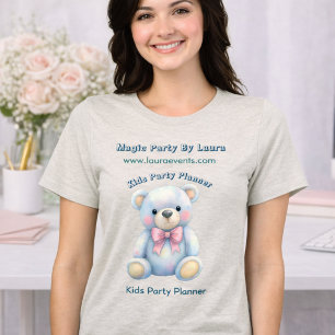 Kids Party Planner Pastel Teddy Bear QR Code Logo Tri-Blend Shirt