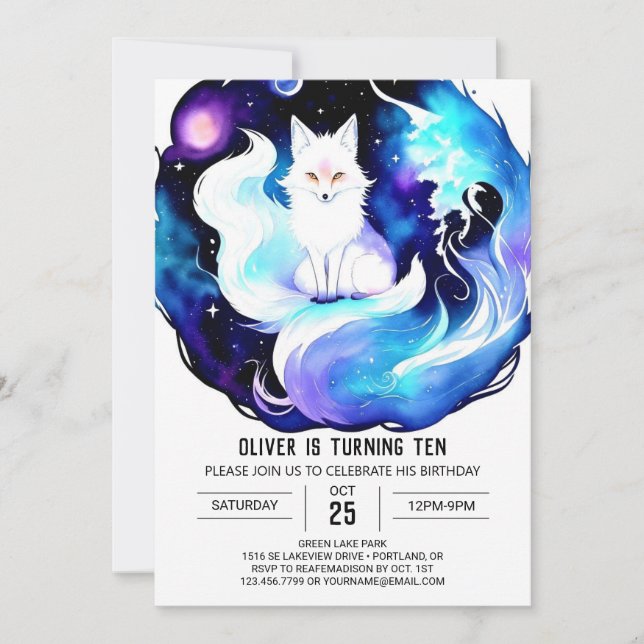 Kids' Pastel Fox Adventure Birthday Invitation (Front)