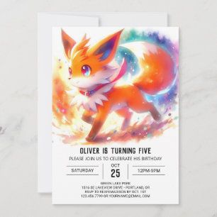 Kids Pastel Fox Birthday Invitation