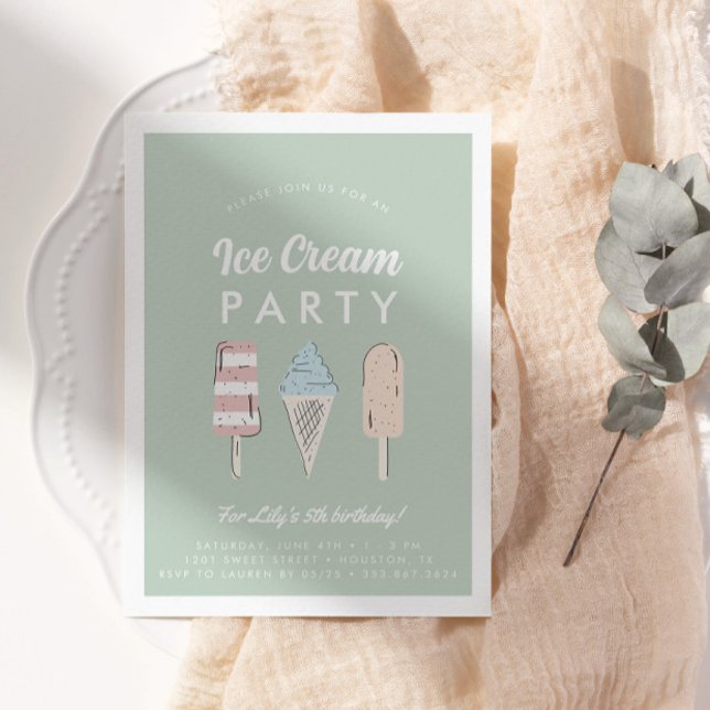Kids Pastel Ice Cream Summer Birthday Party Invitation (Creator Uploaded)
