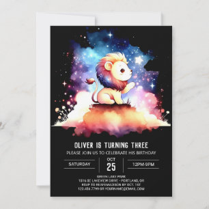 Kids Pastel Lion Birthday Invitation