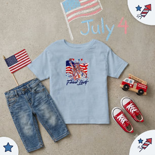 Kids Patriotic Statue of Liberty American Flag Toddler T-Shirt