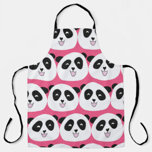 Kids pattern Panda bear seamless vintage repeat. C Apron