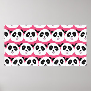 Kids pattern Panda bear seamless vintage repeat. C Poster