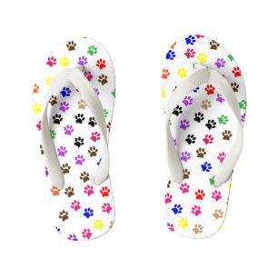 Kids Paw Print Flip Flops