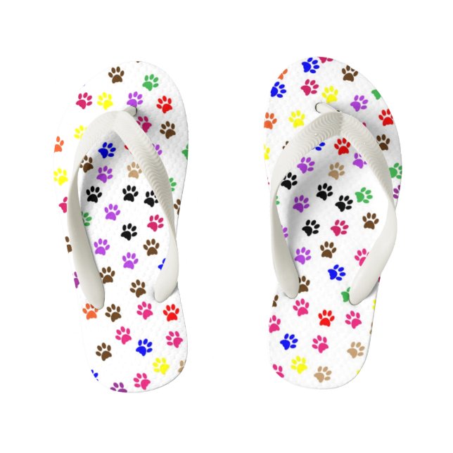Kids Paw Print Flip Flops (Footbed)