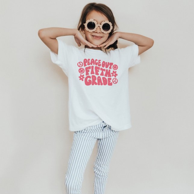 Kids Peace Out Fifth Grade T-Shirt in Pink (Creator Uploaded)