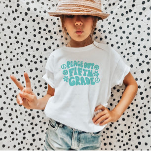 Kids Peace Out Fifth Grade T-Shirt in Teal