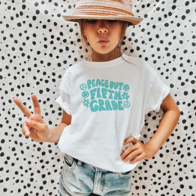 Kids Peace Out Fifth Grade T-Shirt in Teal (Creator Uploaded)