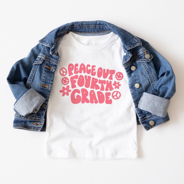 Kids Peace Out Fourth Grade T-Shirt in Pink (Creator Uploaded)
