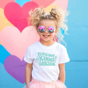 Kids Peace Out Kindergarten T-shirt in Teal