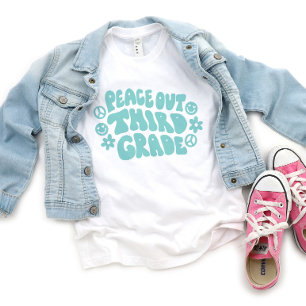 Kids Peace Out Third Grade T-Shirt in Teal