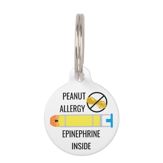 Kids Peanut Allergy Epinephrine Inside Emergency Pet Tag (Front)