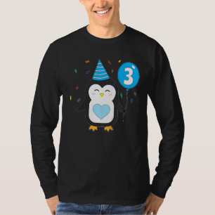 Kids Penguin Balloon 3rd Birthday Party Cake Wild T-Shirt
