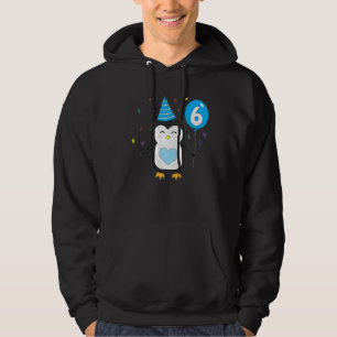 Kids Penguin Balloon 6th Birthday Party Cake Wild  Hoodie