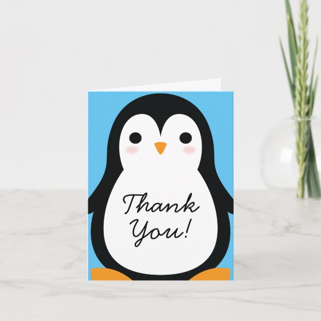 Kids Penguin Cute Thank You Stationary Cards (Front)