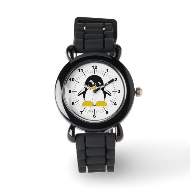 Kid's Penguin Silver Glitter Strap Watch (Front)