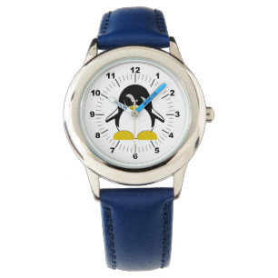 Kid's Penguin Stainless Steel Blue Number Watch
