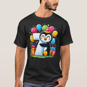 Kids Penguin Theme seventh Bday Party 7th Penguin  T-Shirt