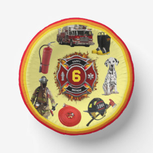 Kids Personalise Age Firefighter Birthday Paper Bo Plate