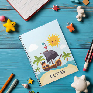 Kids Personalised Ahoy Matey Pirate Ship Notebook