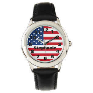 Kid's Personalised American Flag Watch