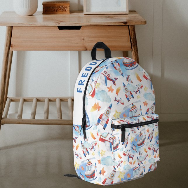 Kids Personalised Aviation Printed Backpack (Creator Uploaded)