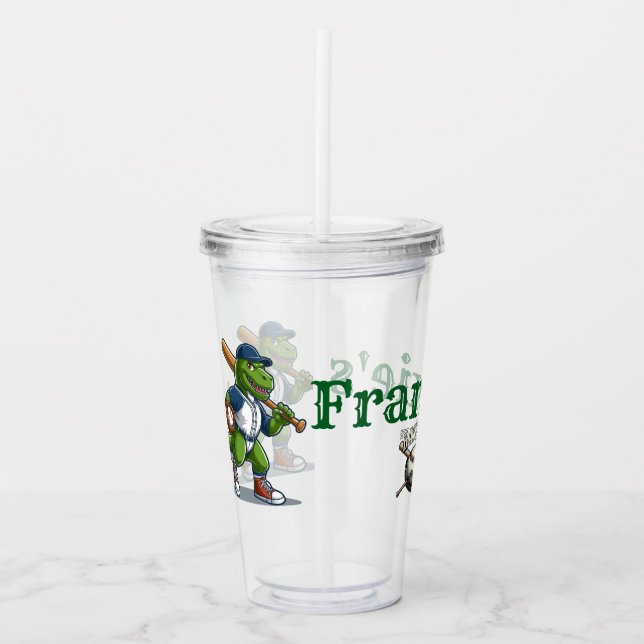 Kids Personalised Baseball  Acrylic Tumbler (Front)