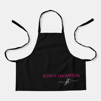 Kids Personalised Black Hot Pink Monogram Name  Apron