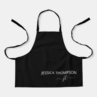 Kids Personalised Black Monogram Name Cute  Apron